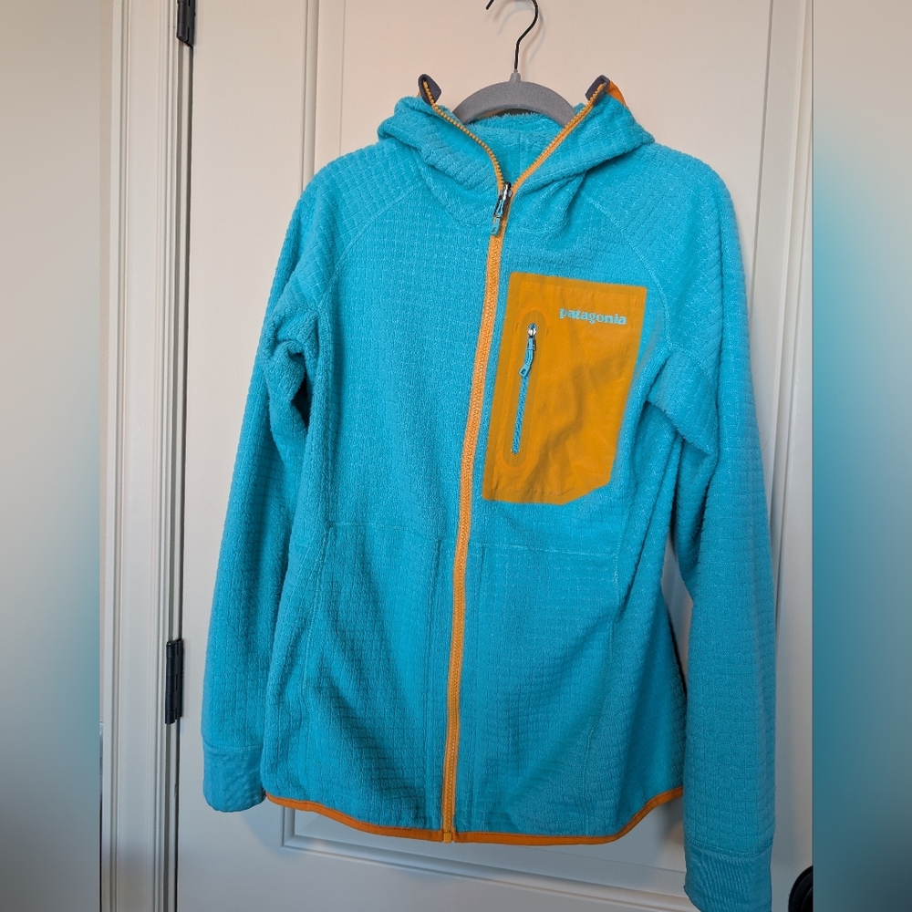 Reversible Patagonia Full Zip, Aqua With Mango Accents, Size M-L - Picture 2 of 13